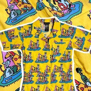 Nooworks Jacket Dog Party Moto Full Zip Small Yellow